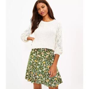 LOFT Floral Tiered Flippy Green Skirt Size Small New With Tag